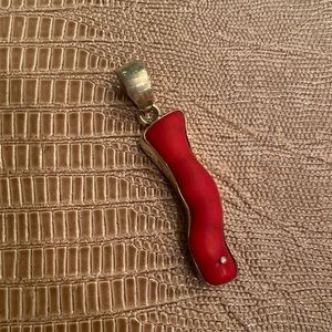 Natural Coral and sterling silver pendant